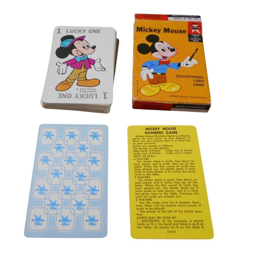 Vintage 1972 Mickey Mouse Numbers Card Game EDU-Cards Complete